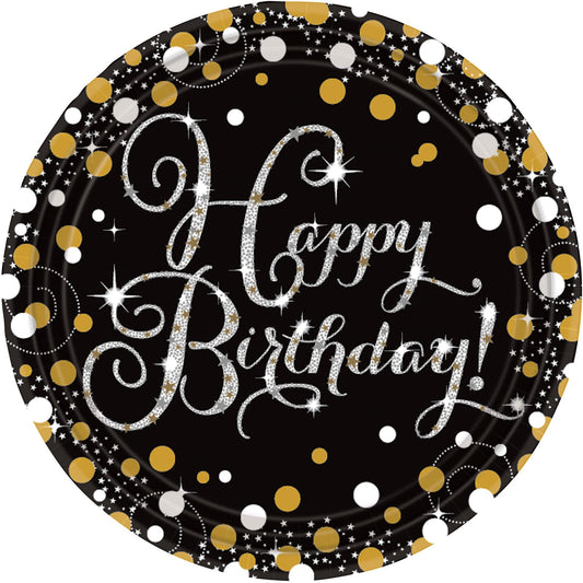 Afbeelding van 8 Borden Happy Birthday sparkling celebrations