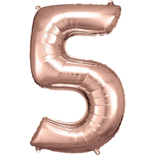 Afbeelding van Cijferballon Groot #5 Rosegoud met helium