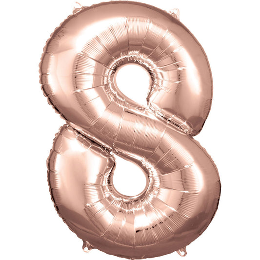 Afbeelding van Cijferballon Groot #8 Rosegoud met helium