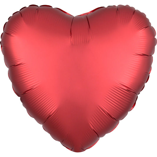 Afbeelding van Standaard folie hart silk lustre dark red met helium