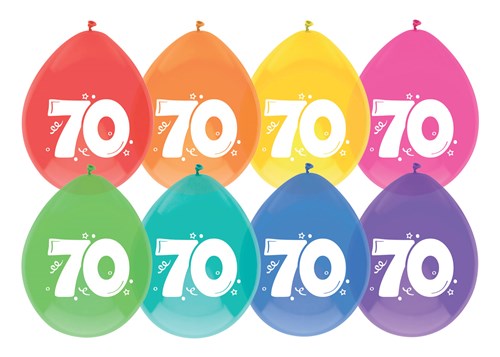 Afbeelding van Ballonnen 70 jaar (��30cm, 8st)