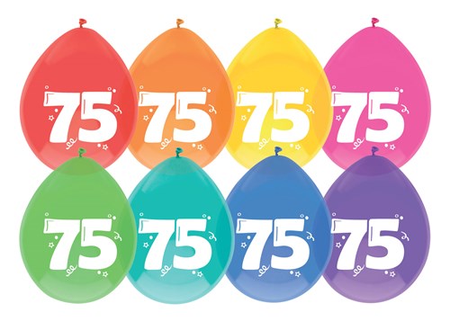Afbeelding van Ballonnen 75 jaar (��30cm, 8st)