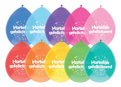 Afbeelding van Ballonnen ���Hartelijk gefeliciteerd��� (��30cm, 8st)