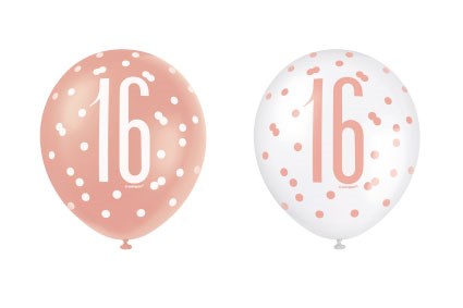 Afbeelding van Ballonnen glitz rose gold ���16��� (��30cm, 6st)