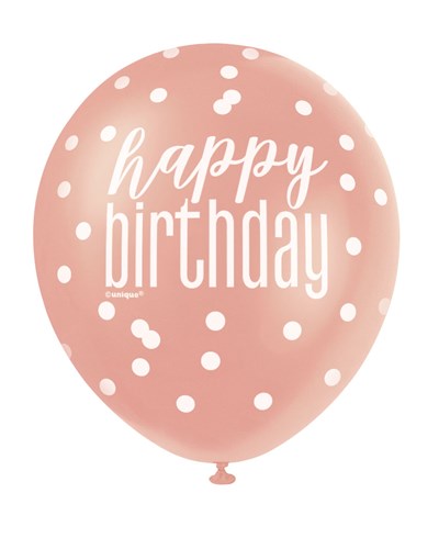 Afbeelding van Ballonnnen glitz rose gold ���Happy birthday��� (��30cm, 6st)