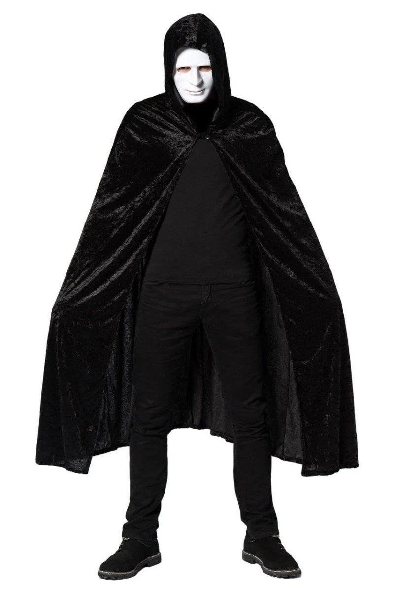 Afbeelding van Cape met hood velours blk