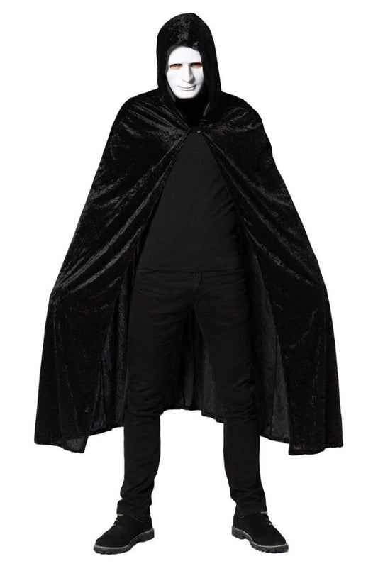 Afbeelding van Cape met hood velours blk