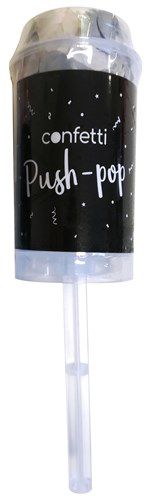 Afbeelding van Confetti push-popper hartjes metallic zilverwit (display ��