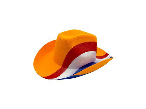 Afbeelding van Cowboyhoed oranje met roodwitblauw band