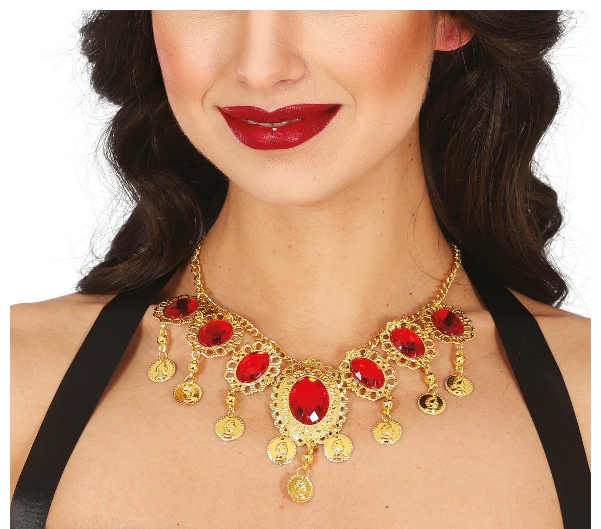 Afbeelding van Ketting rode stenen
