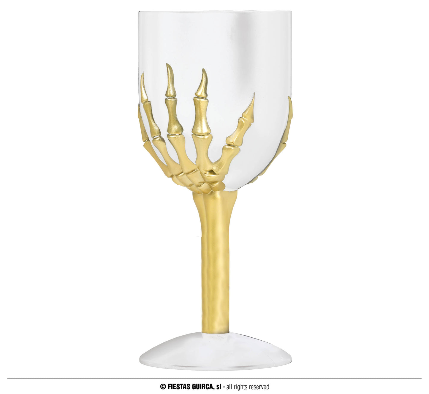 Afbeelding van Wijnglas oranje met skelet hand
