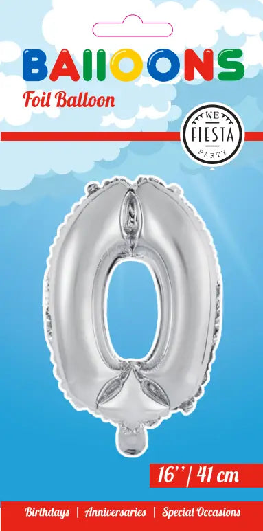Afbeelding van Foliecijfer klein "0"zilver met helium