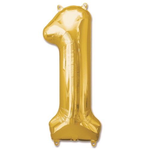 Afbeelding van Folie ballon cijfer ���1��� goud (92cm) met helium