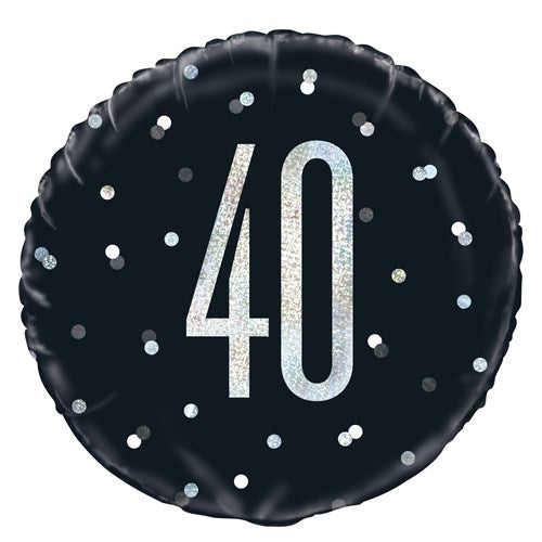 Afbeelding van Folieballon glitz black&silver ���40��� (��45cm) met helium