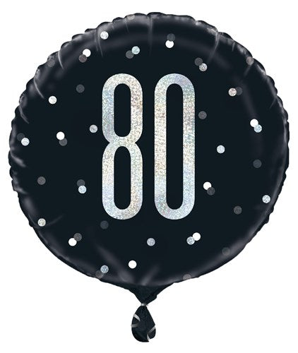 Afbeelding van Folieballon glitz black&silver ���80��� (��45cm) met helium