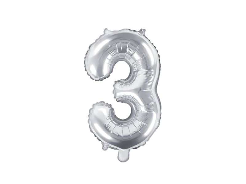 Foliecijfer klein "3"zilver