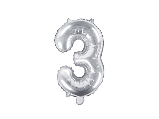 Foliecijfer klein "3"zilver