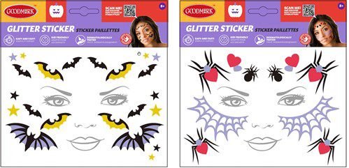 Afbeelding van Gezichtsstickers Halloween glitter (assorti)