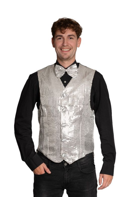 Afbeelding van Giletvest + strik zilver XL
