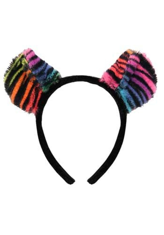 Hoofdband Tijgeroortjes regenboog