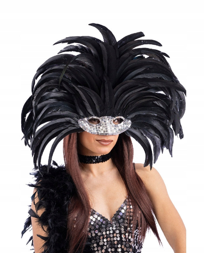 Afbeelding van oogmasker zilver met verentooi