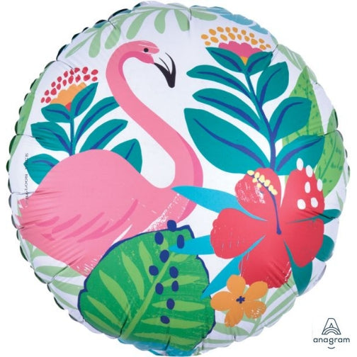 Afbeelding van Folie Tropical jungle flamingo met helium